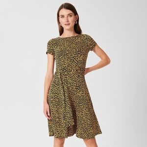 Hobbs London Kimmi Jersey Knee Length Crew Neck Dress Tie Waist Size 6 Women's